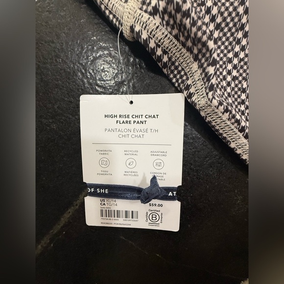 Athleta Girl High Rise Chit Chat Flare Pants – Houndstooth Checkered Size 14 NWT - Picture 5 of 15